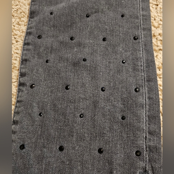Womens H&M Denim Black Jeans with Black Rhinestones - Sz: 30 (Fits Like A 28/29) - Picture 3 of 11